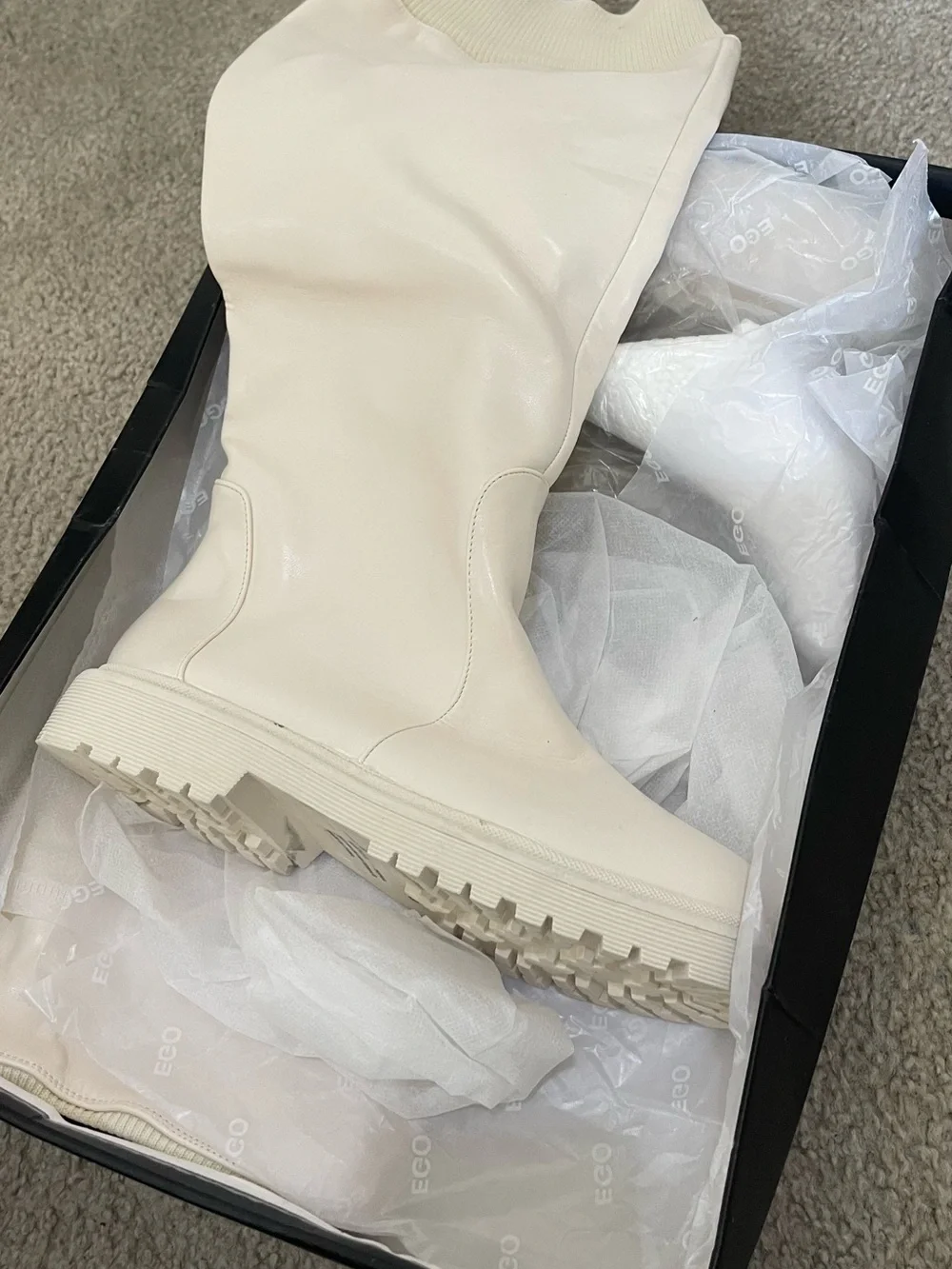 EGO White Over-the-Knee Chunky Sole Boots
